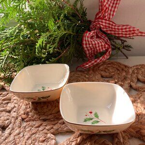 Lenox Christmas Dishes - Holiday Pattern - Relish Nut Candy Dishes - Set of 2